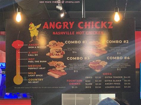 Doors open at 11 a. . Angry chickz menu calories